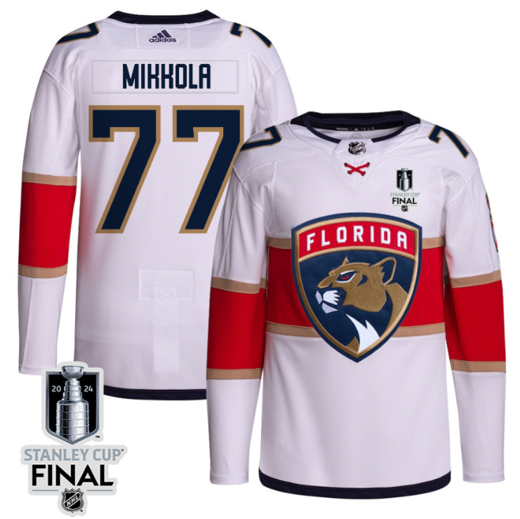 Niko Mikkola 77 Florida Panthers 2024 STANLEY CUP Final Away Breakaway Jersey Men, White