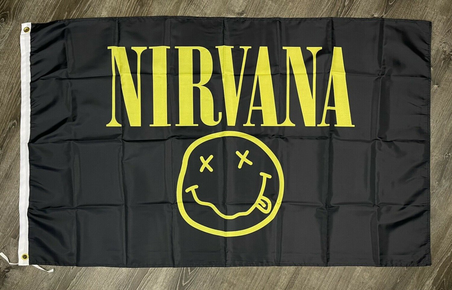 Nirvana Flag 3x5 ft Banner Rock Grunge Music Band Kurt Cobain Man-Cave Garage