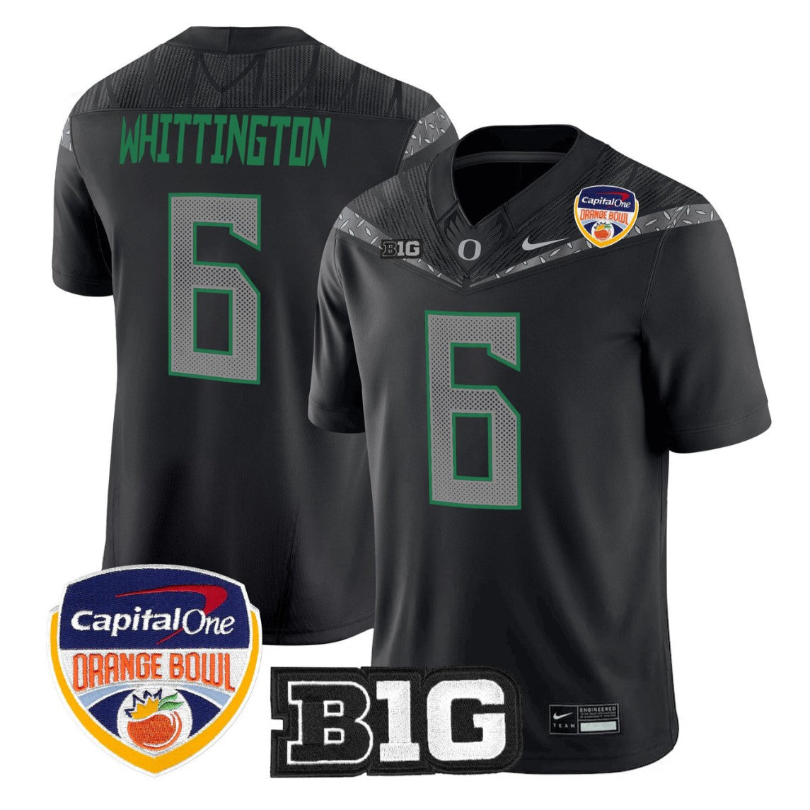 Noah Whittington Jersey #6 Oregon Ducks 2026 Orange Bowl Patch Stitched