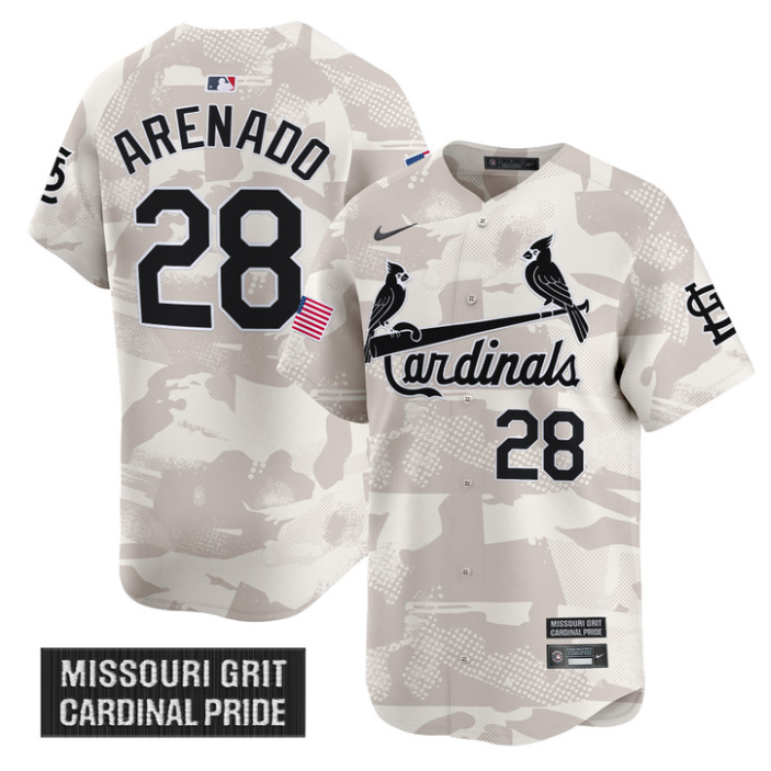 Nolan Arenado Jersey #28 St. Louis Cardinals 2025 Armed Forces Day Vapor Stitched Camo