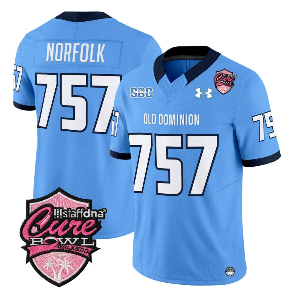 Norfolk Jersey #757 Old Dominion Monarchs 2025 Cure Bowl Stitched
