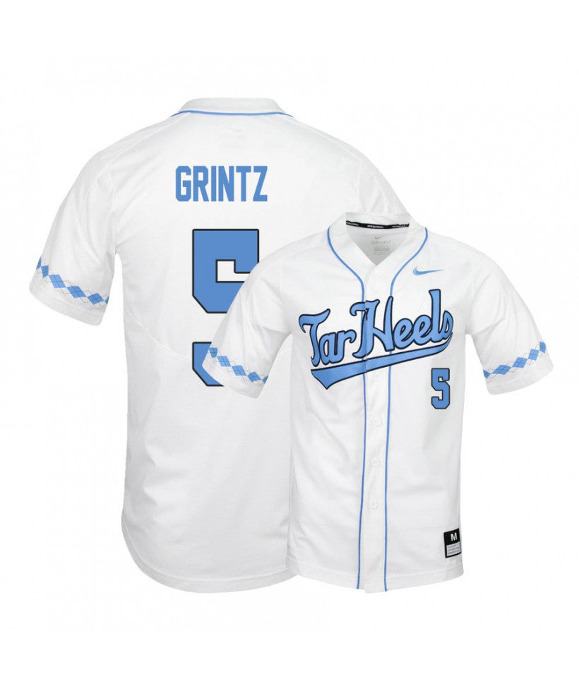 North Carolina Tar Heels 5 Eric Grintz White Elite Baseball Jersey