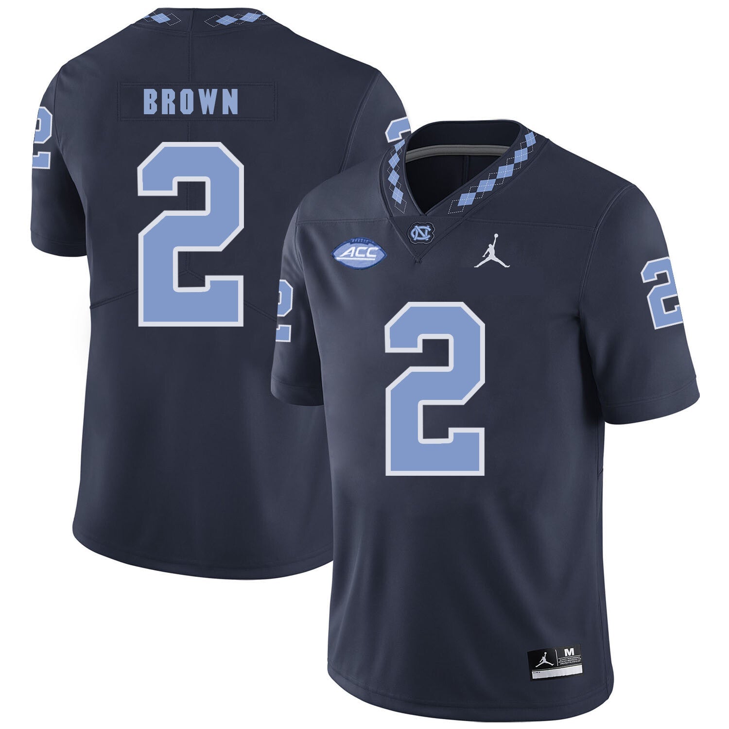 North Carolina Tar Heels #2 Jordon Brown NCAA Football Jersey Black