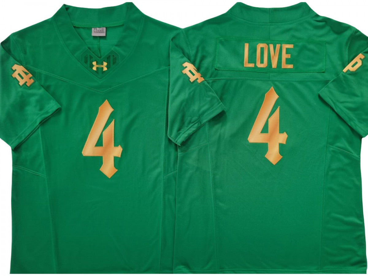 Notre Dame Fighting Irish #4 Jeremiyah Love Green, Gold Vapor F.U.S.E. Limited Jersey