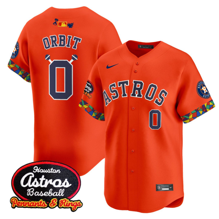 Orbit Jersey #0 Houston Astros x El Tiempo Cantina Vapor Premier Limited Stitched Orange