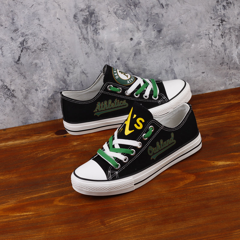 Oakland Athletics Limited Print MLB Baseball Fans Low Top Canvas Shoes Sport Sneakers T-DAC80H