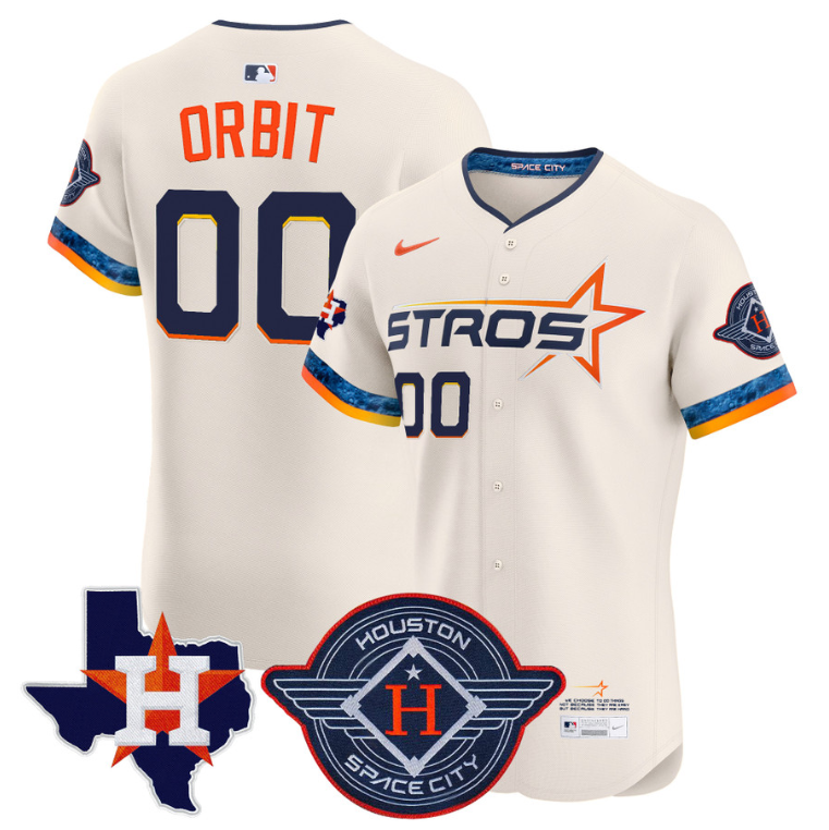 Orbit Jersey #00 Houston Astros 2025 City Connect Texas Patch Premier Elite Stitched Cream