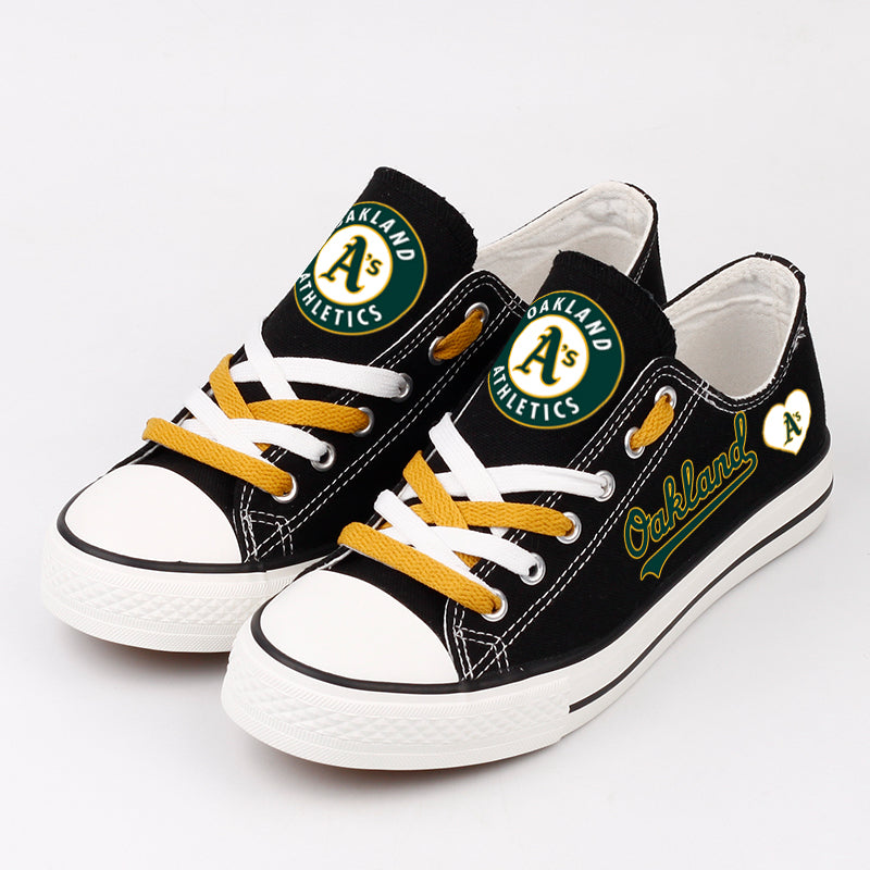 Oakland Athletics Limited Print MLB Baseball Fans Low Top Canvas Shoes Sport Sneakers T-DAC186H