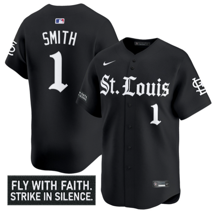 Ozzie Smith Jersey #1 St. Louis Cardinals Gothic Legacy Edition Vapor Stitched Black