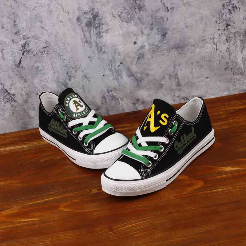 Oakland Athletics Limited Print MLB Baseball Fans Low Top Canvas Shoes Sport Sneakers T-DAC80H