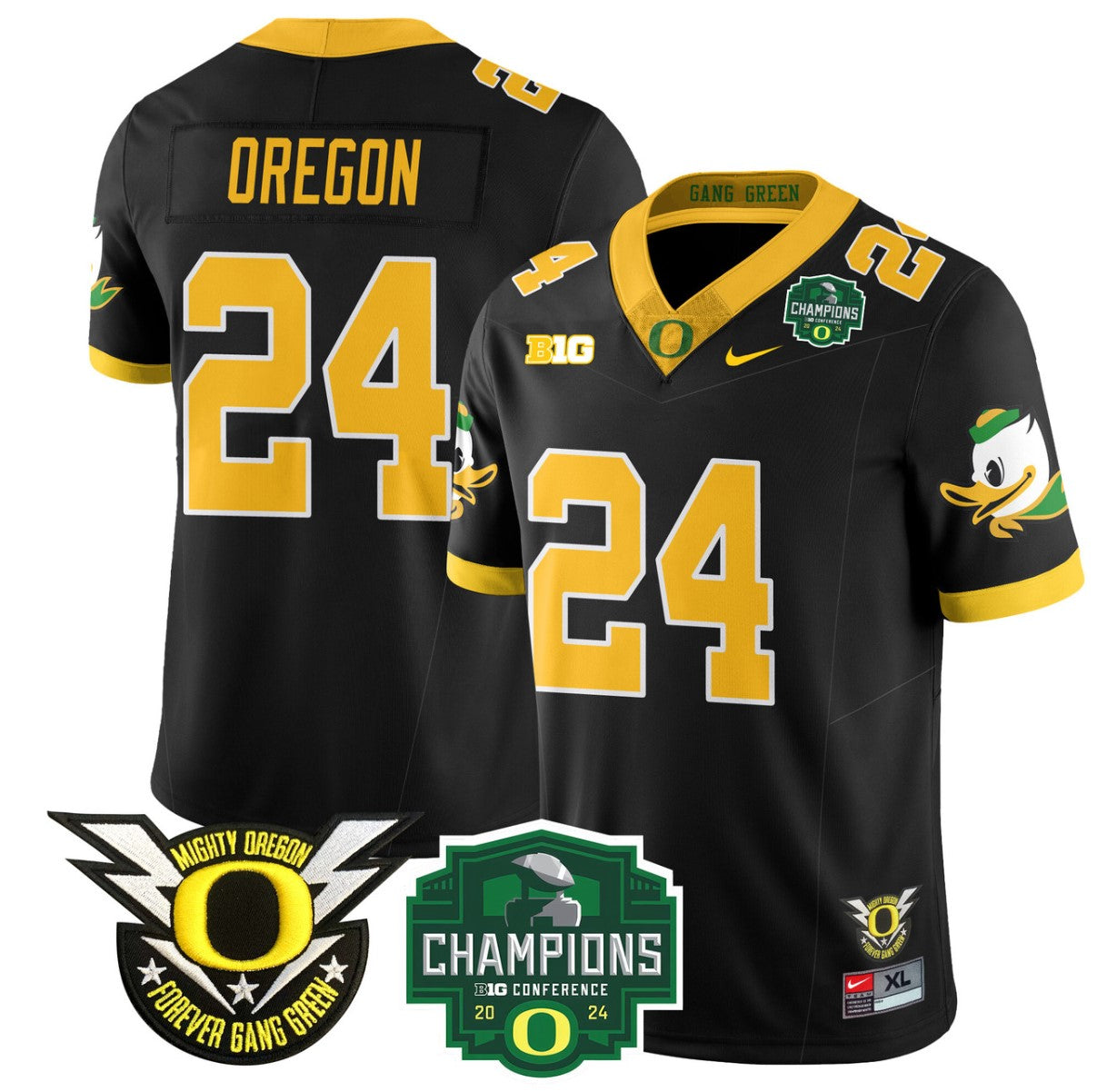 Oregon Jersey #24 Oregon Ducks 2024 Big Ten Champions Football Stitched Black