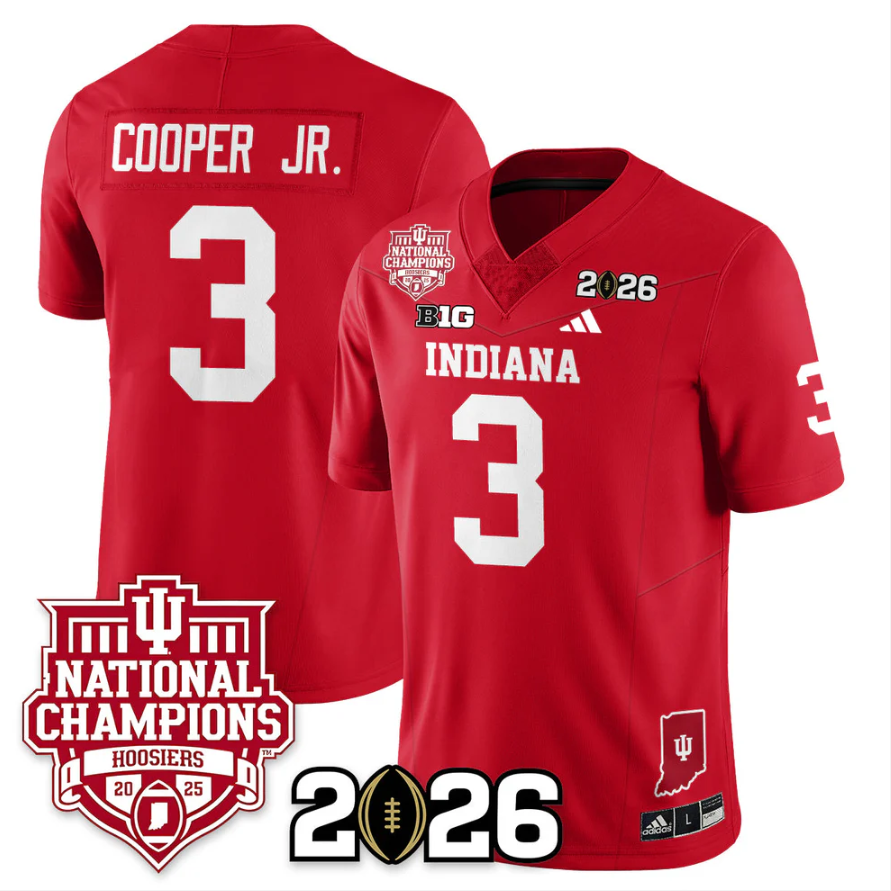 Omar Cooper Jr Jersey #3 Indiana Hoosiers 2025 National Champions Red