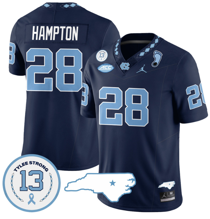 Omarion Hampton Jersey #28 North Carolina Tar Heels Vapor College Football Stitched Navy