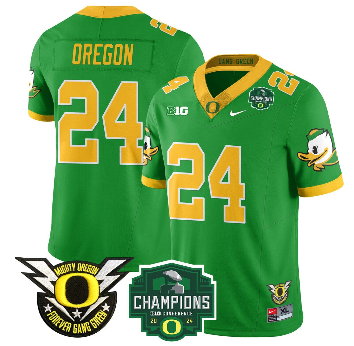 Oregon Jersey #24 Oregon Ducks 2024 Big Ten Champions Football Stitched Green