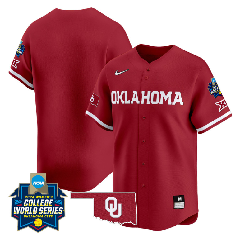 Oklahoma Sooners Team Jersey 2024 College World Series Patch Vapor Premier Limited NCAA Baseball Stitched Crimson