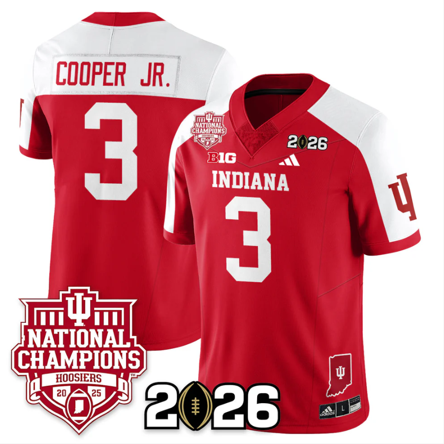 Omar Cooper Jr Jersey #3 Indiana Hoosiers 2025 National Champions Red Alternate
