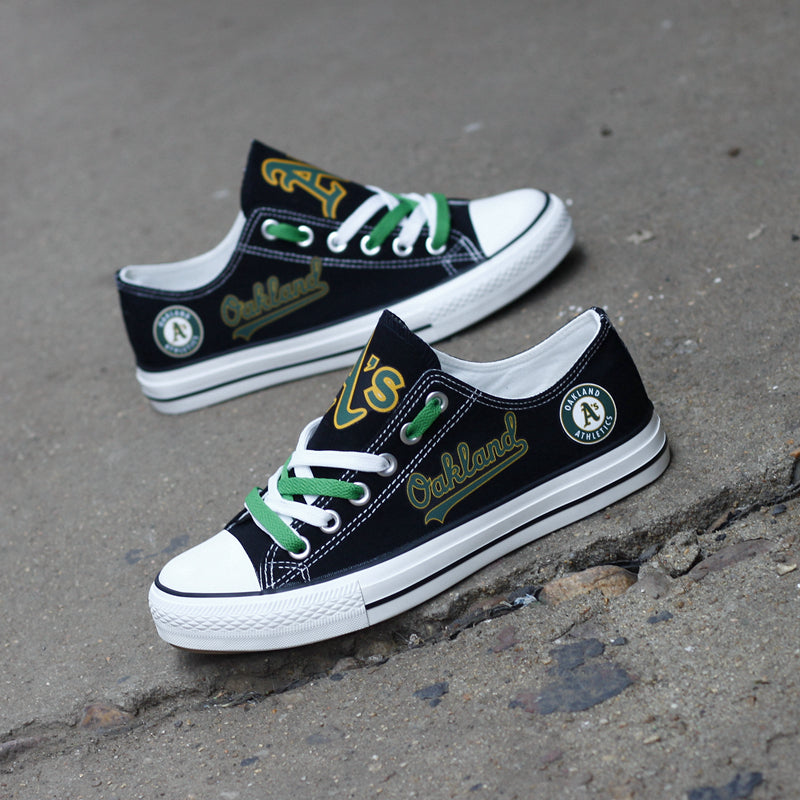 Oakland Athletics Limited Print MLB Baseball Fans Low Top Canvas Shoes Sport Sneakers T-DJ176H