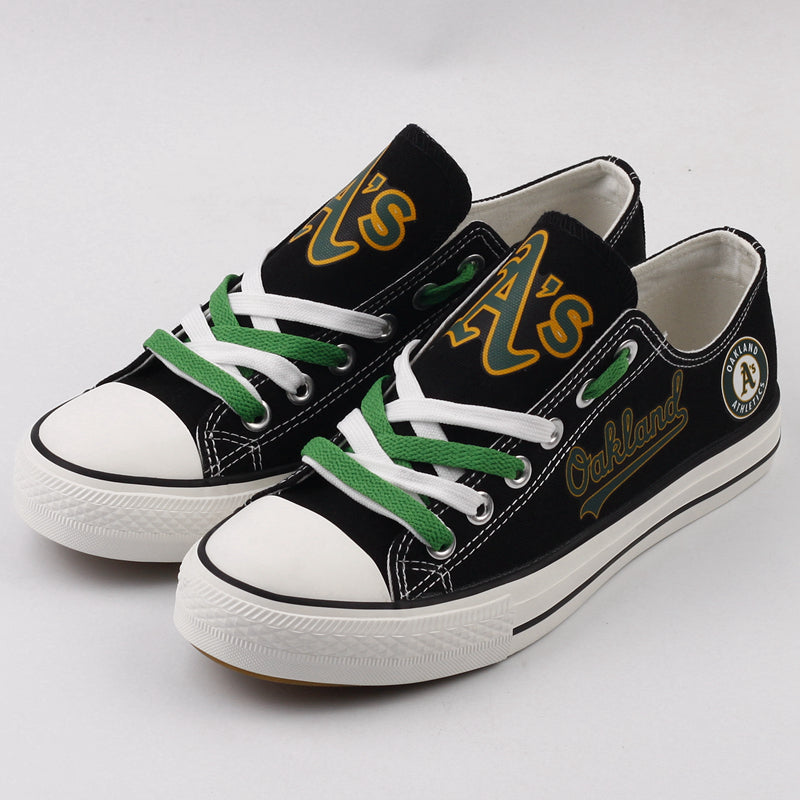 Oakland Athletics Limited Print MLB Baseball Fans Low Top Canvas Shoes Sport Sneakers T-DJ176H