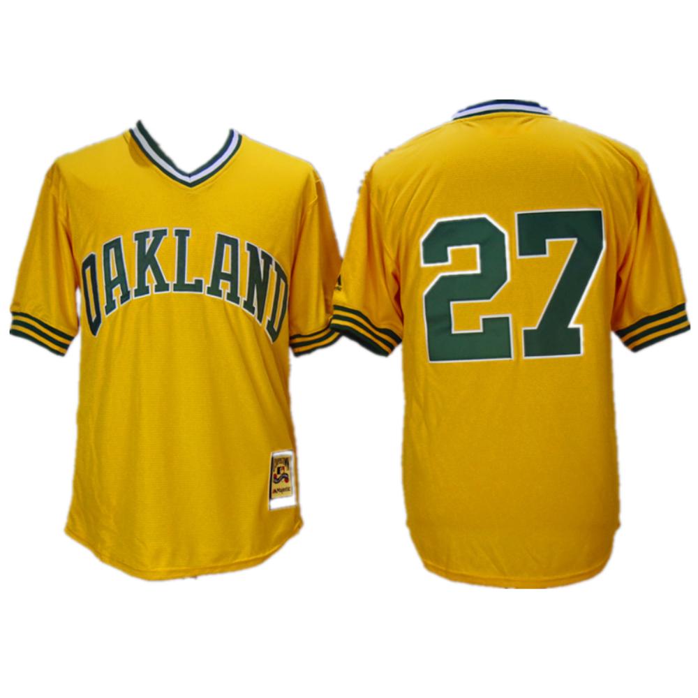 Oakland Athletics Catfish Hunter Yellow Throwback Pullover Jersey