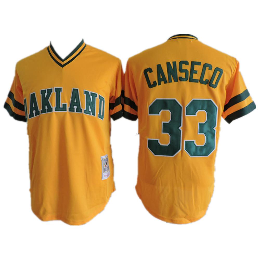 Oakland Athletics Jose Canseco Yellow Throwback Pullover Jersey