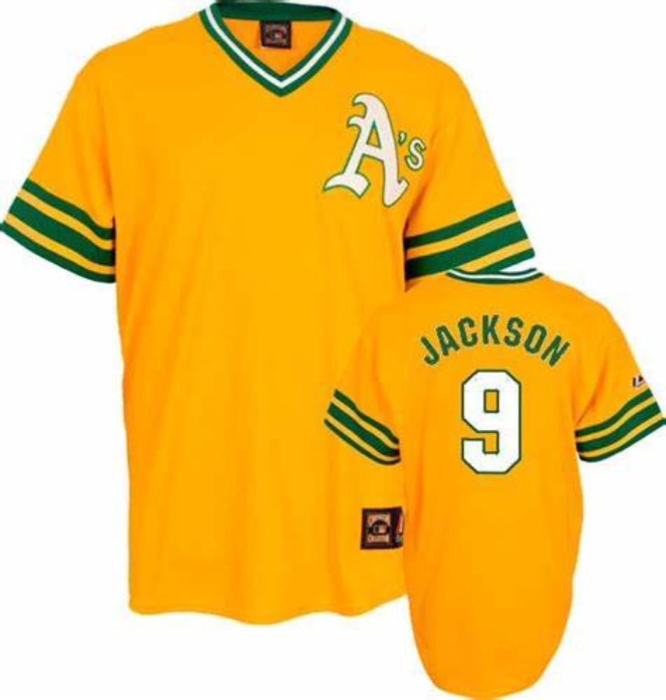 Oakland Athletics Reggie Jackson Yellow Throwback Pullover Jersey