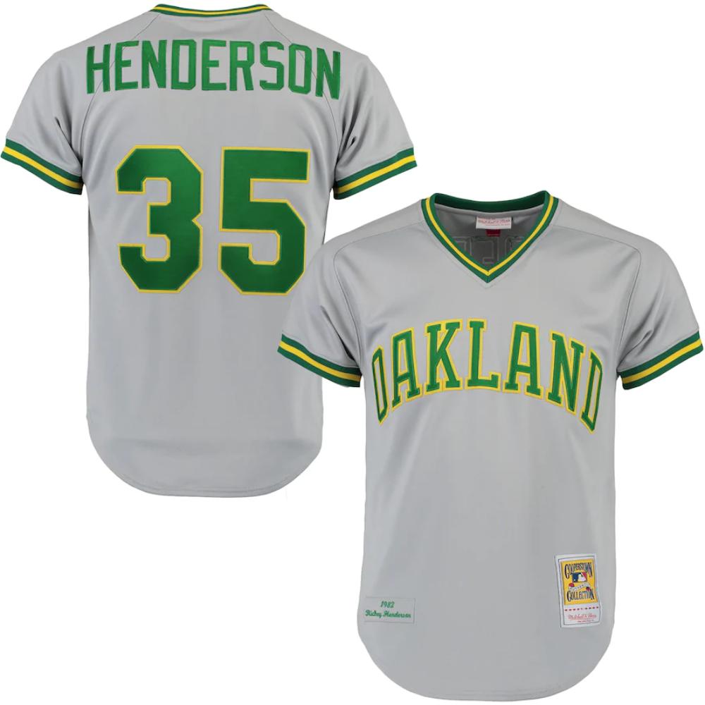 Oakland Athletics Rickey Henderson Gray 1982 Throwback Pullover Jersey