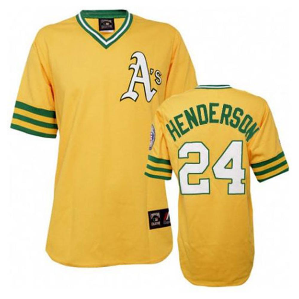 Oakland Athletics Rickey Henderson Yellow Throwback Pullover Jersey