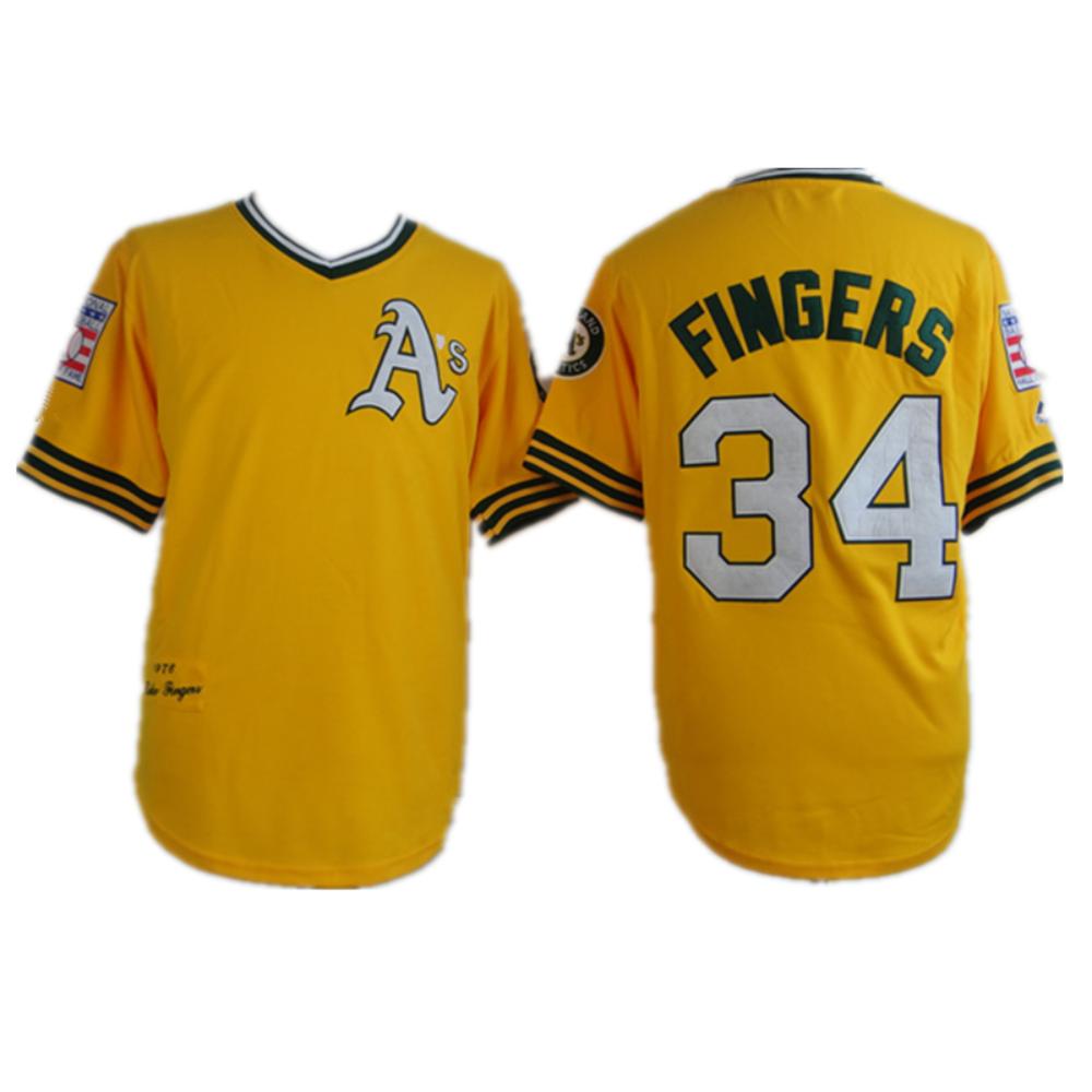 Oakland Athletics Rollie Fingers Yellow 1978 Throwback Pullover Jersey