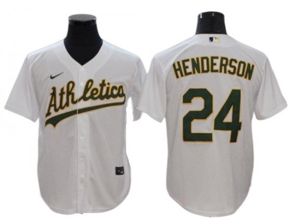 Oakland Athletics #24 Rickey Henderson White Home Jersey