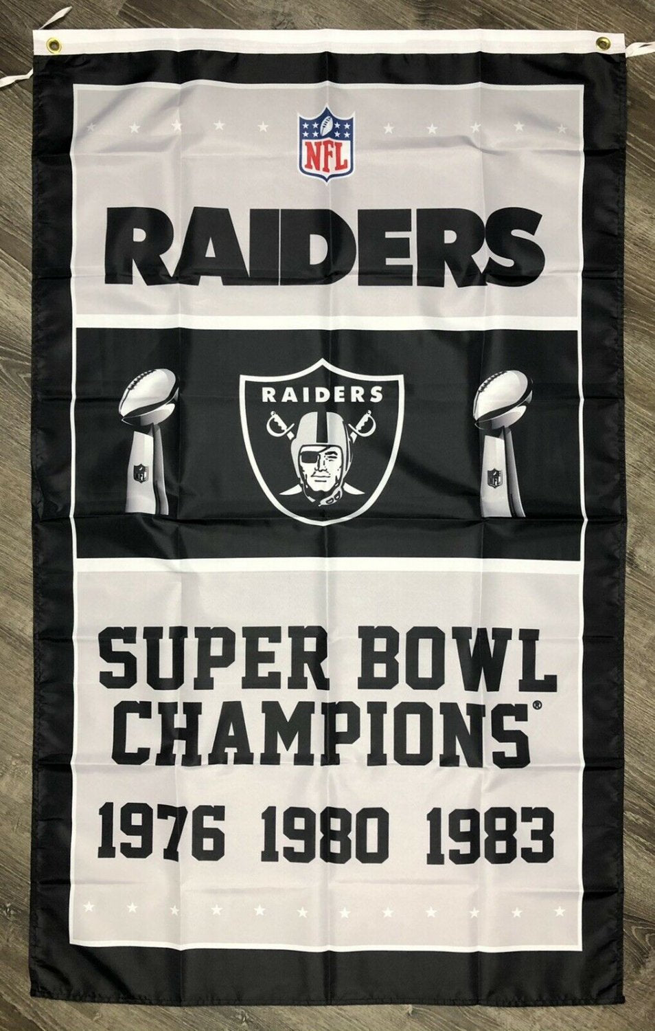 Oakland Raiders 3x Super Bowl Championship Flag 3x5 ft Sports Banner Vertical