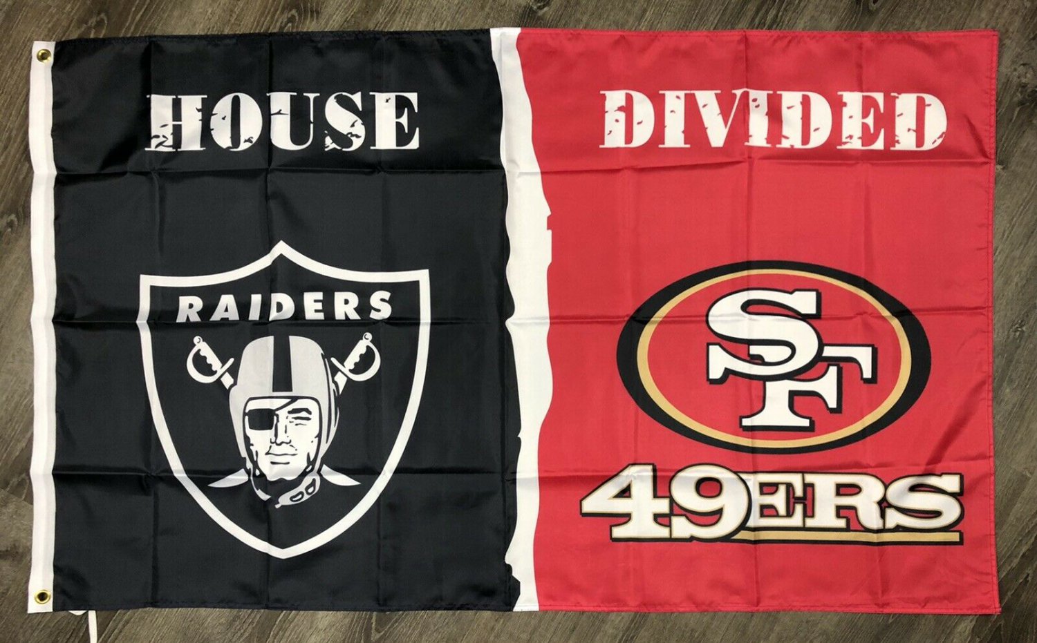 Oakland Raiders vs San Francisco 49ers House Divided Flag 3x5 ft Banner