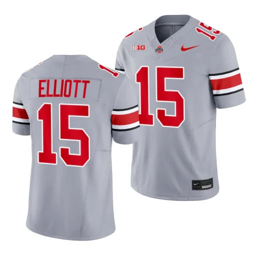 Ohio State Buckeyes Ezekiel Elliott Jersey #15 College Football Game Gray