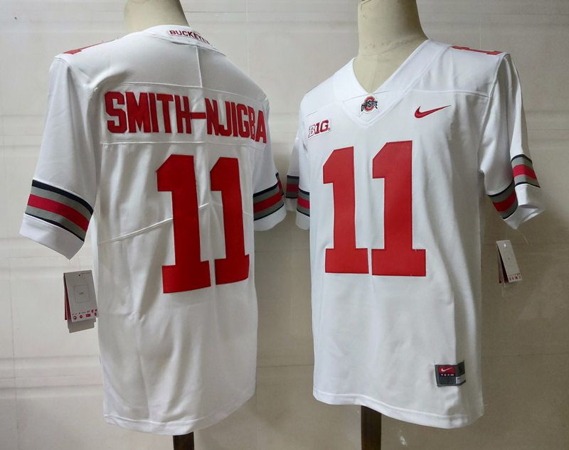 Ohio State Buckeyes #11 Smith-Njigba NCAA Football Jersey White