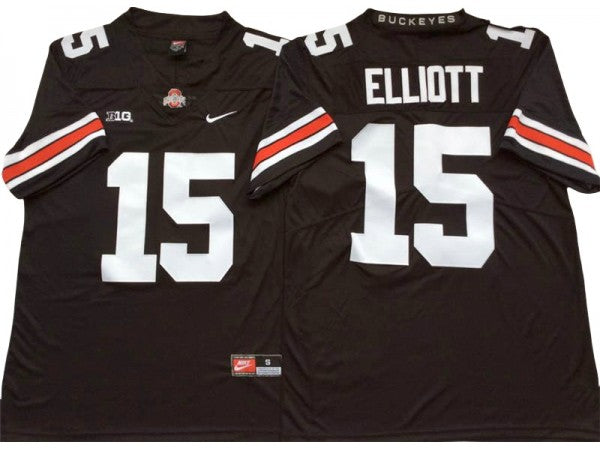 Ohio State Buckeyes #15 Ezekiel Elliott Black,White Football Jersey