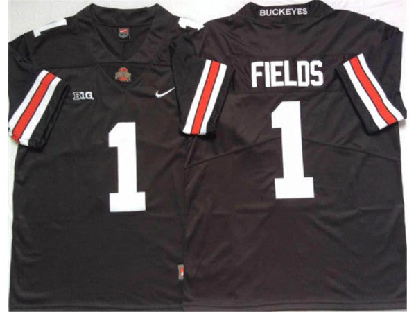 Ohio State Buckeyes #1 Justin Fields Black,White Football Jersey