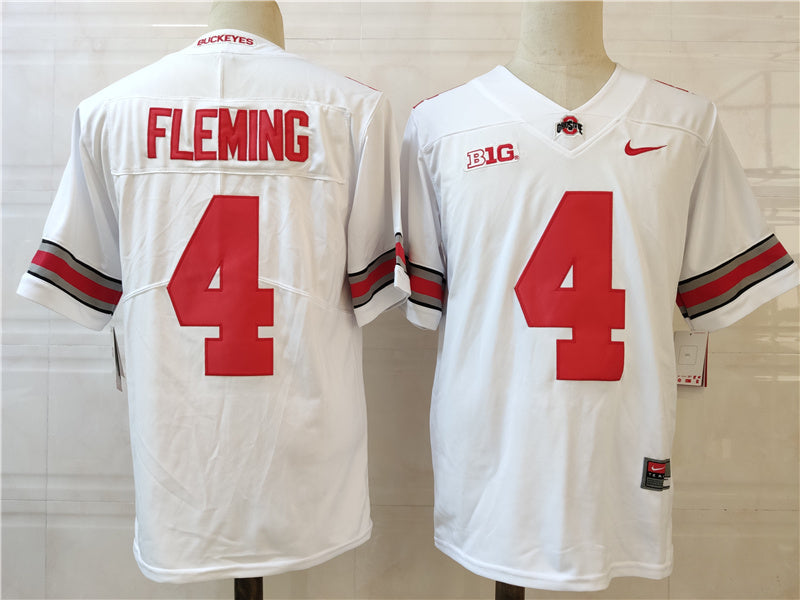 Ohio State Buckeyes #4 Fleming College Football Jersey White