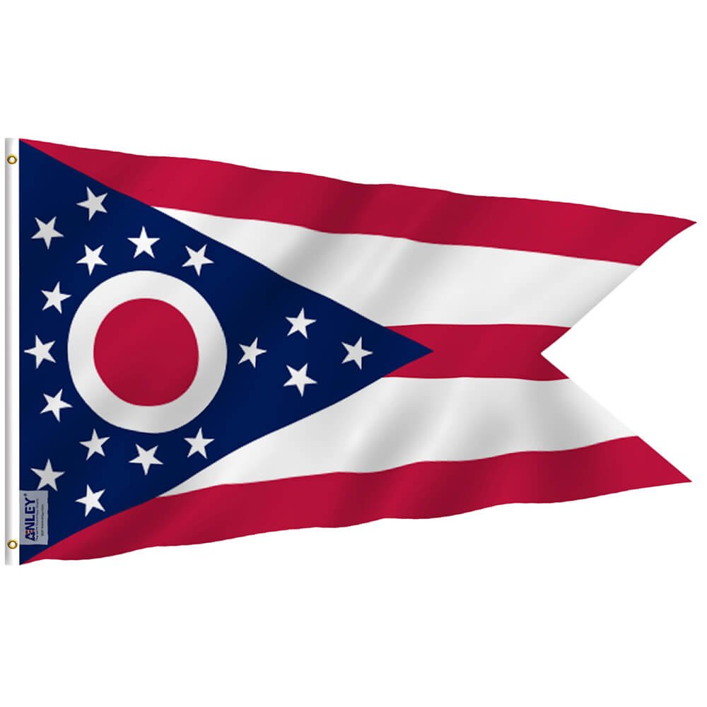 Ohio State Polyester Flag - Ohio OH State Flag Polyester with Brass Grommets 3X5Ft Banner USA
