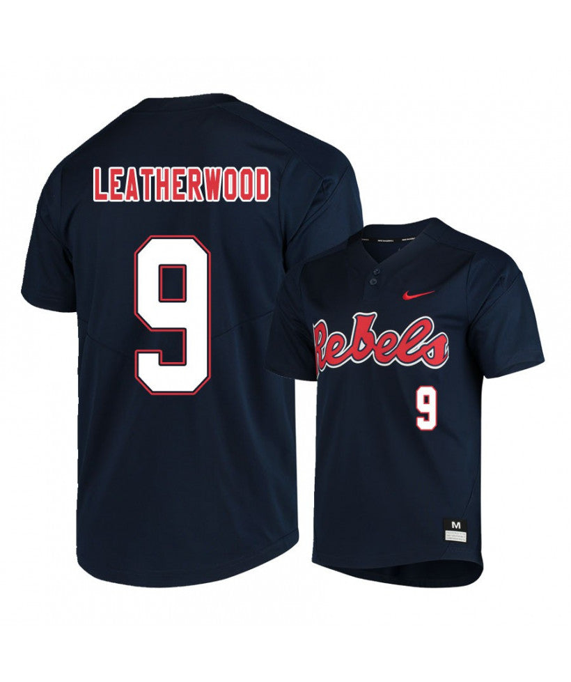 Ole Miss Rebels 9 Hayden Leatherwood Black College Baseball Jersey