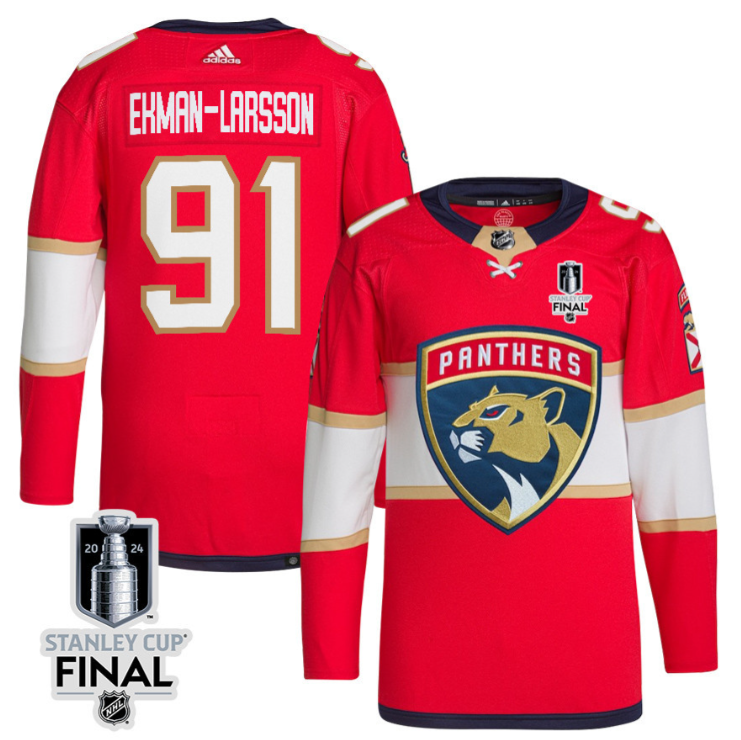 Oliver Ekman-Larsson 91 Florida Panthers 2024 STANLEY CUP Final Home Breakaway Jersey Men, Red
