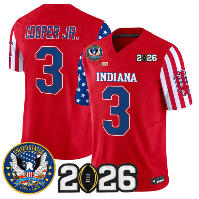 Omar Cooper Jr Jersey #3 Indiana Hoosiers America 250 Edition 2026 CFP Stitched