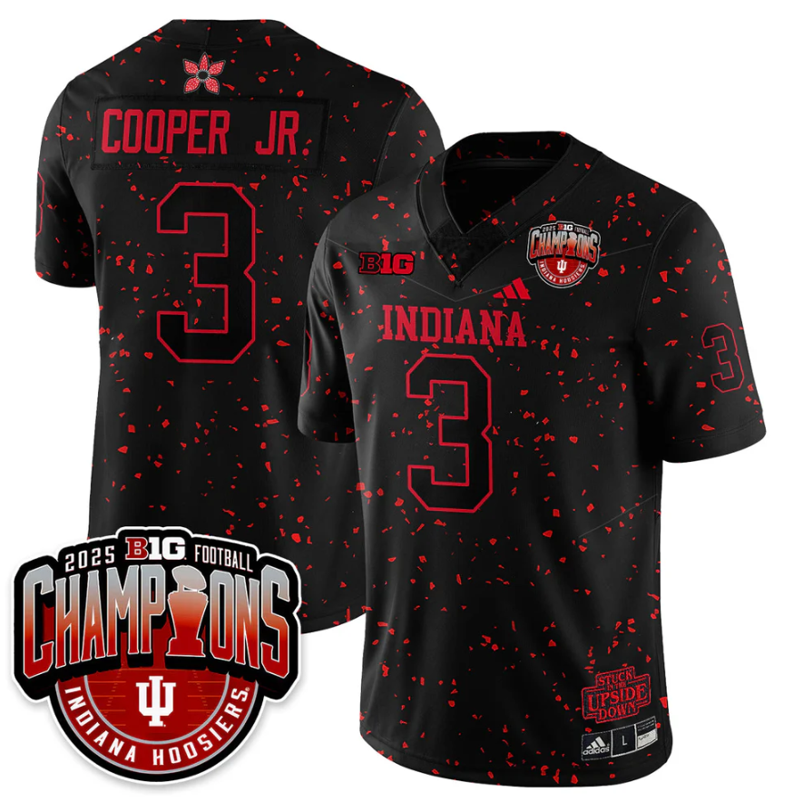 Omar Cooper Jr Jersey #3 Indiana Hoosiers Stranger Things Big 10 Champions Stitched