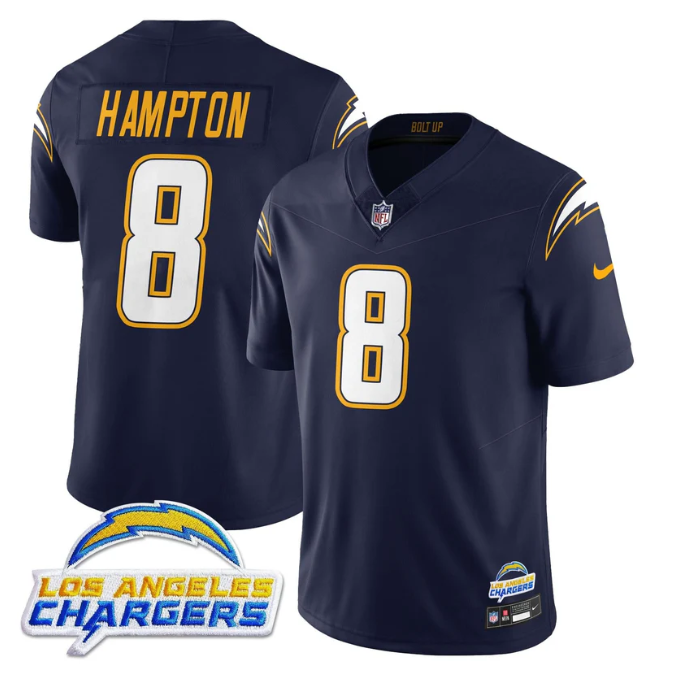 Omarion Hampton Jersey #8 Alternate 2025 Vapor Limited All Stitched Navy