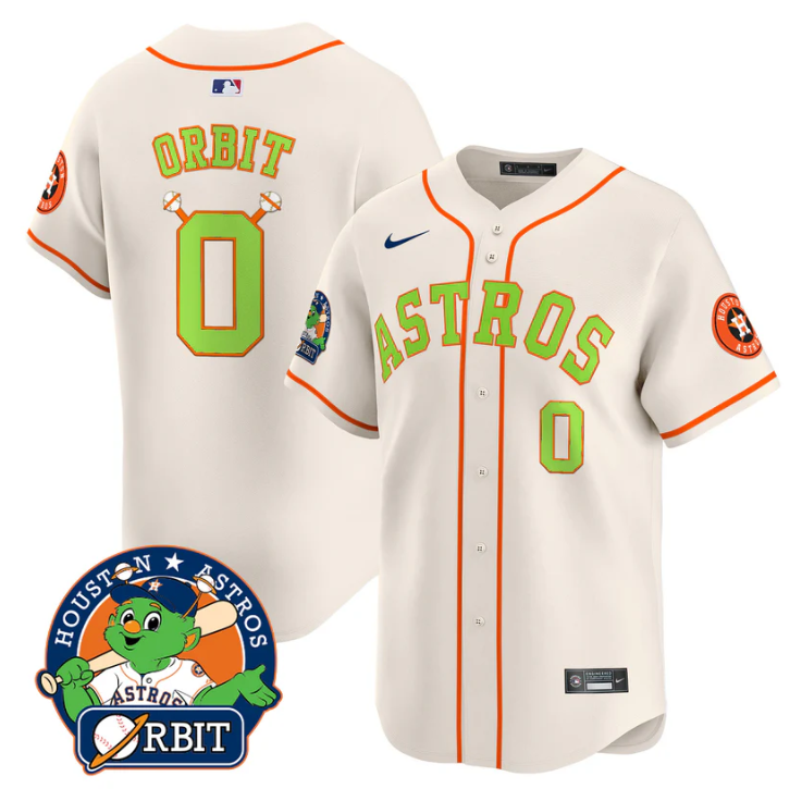 Orbit Jersey #0 Astros Orbit Patch Vapor Premier Limited V2 Stitched Cream
