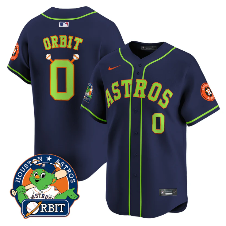 Orbit Jersey #0 Astros Orbit Patch Vapor Premier Limited V2 Stitched Navy