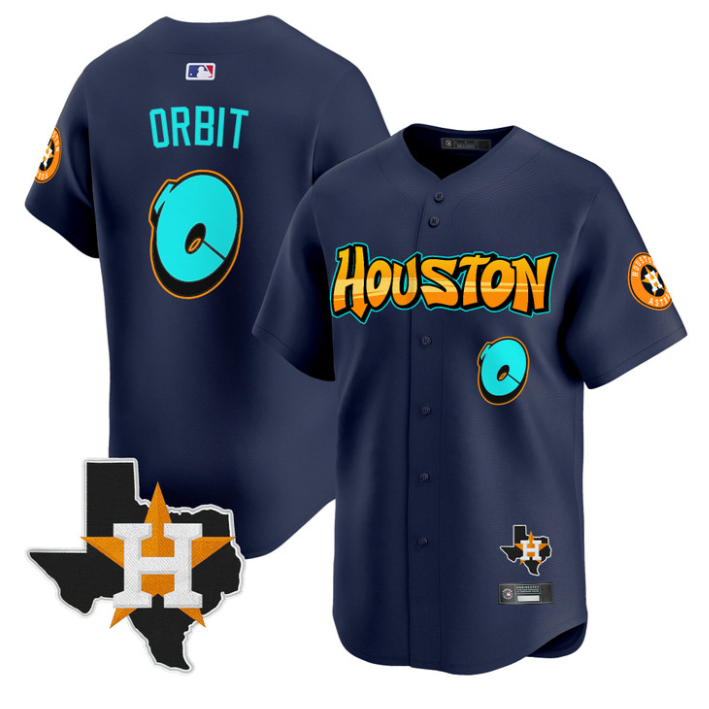 Orbit Jersey #0 Houston Astros Graffiti H-Town Edition Stitched Navy