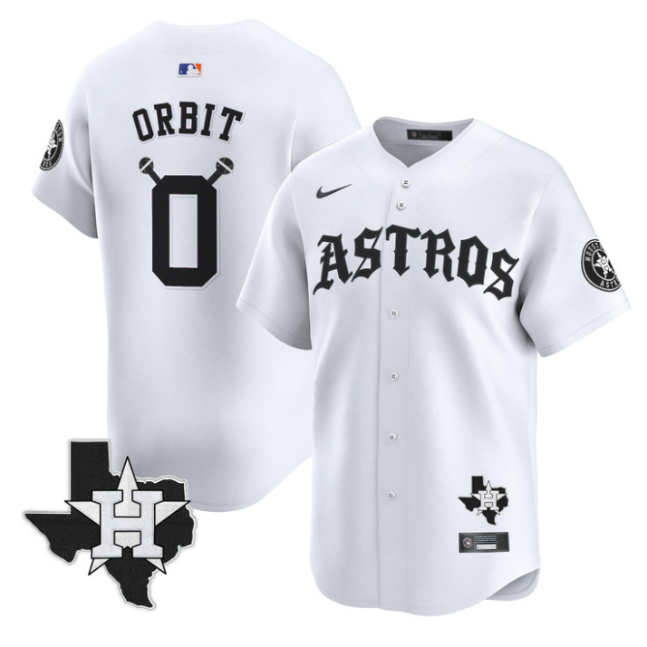 Orbit Jersey #0 Houston Astros Old English Edition Stitched White