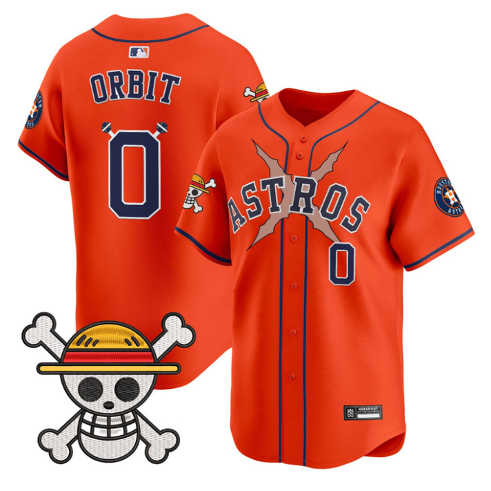 Orbit Jersey #0 Houston Astros One Piece 2025 Vapor Limited Stitched Orange