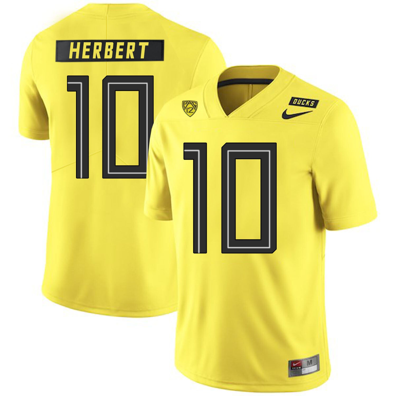 Oregon Ducks #10 Justin Herbert College Football Jersey Yellow