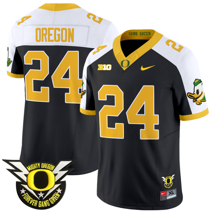 Oregon Jersey #24 Oregon Duck Forever Gang Green Football Black Alternate