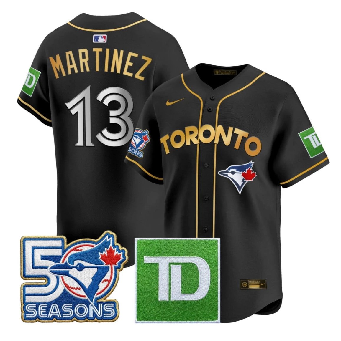 Orelvis Martinez #13 Toronto Blue Jays Black Jersey - All Stitched
